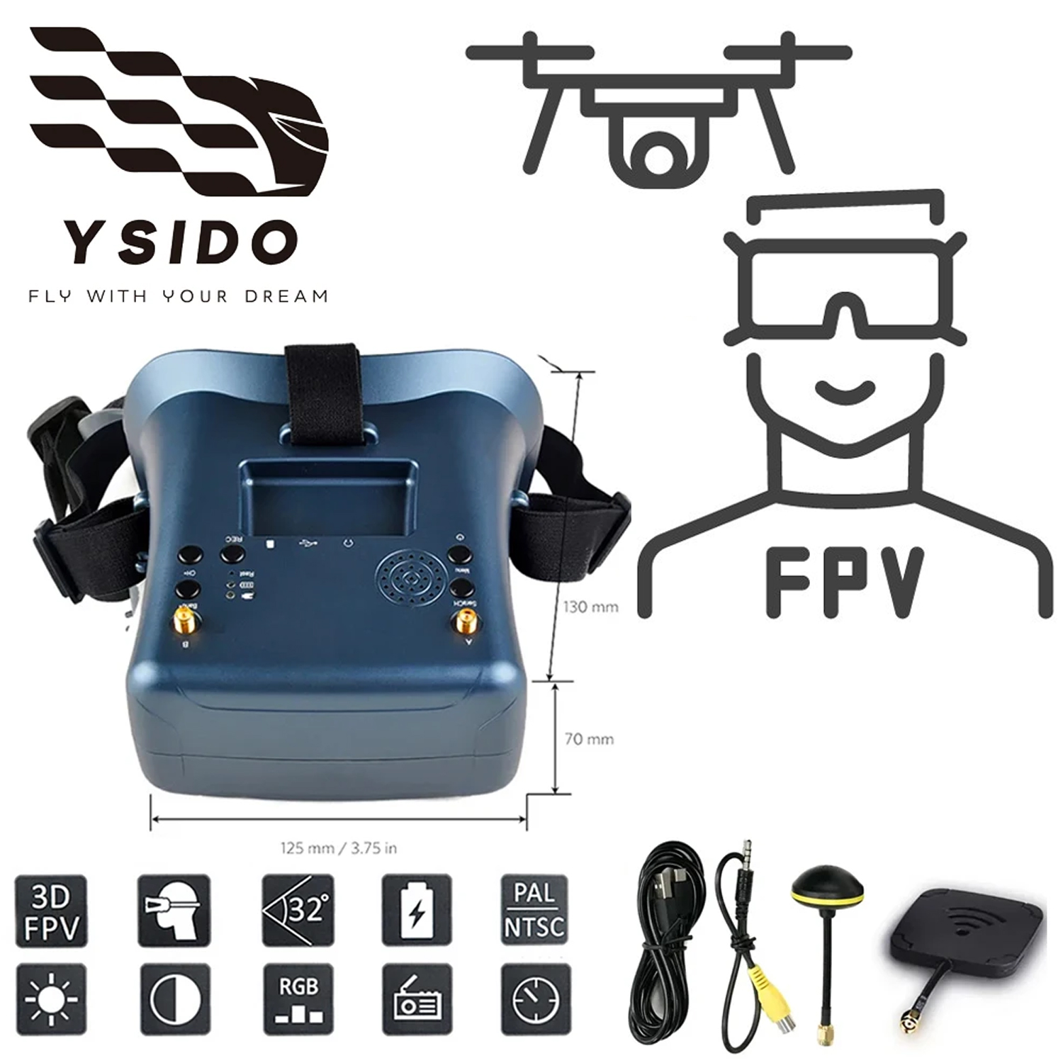 Fpv Goggles Headset - FPV 고글 008D 5.8G 40채널 4.3인치