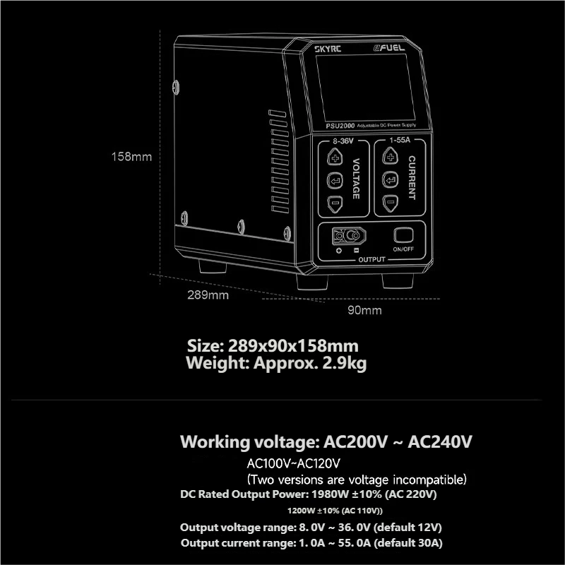 SKYRC PSU2000 1980W 조정 가능한 DC  - Drone Rc Toy 리뷰 및 가격