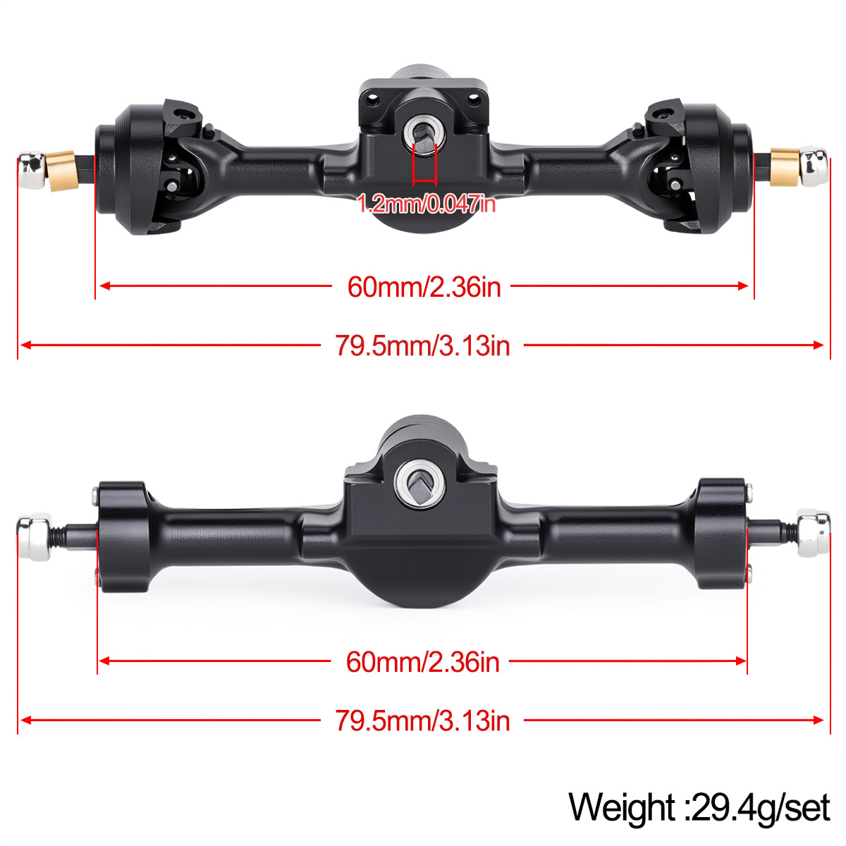 SCX30 1/30 +5mm 알루미늄 전면 및 후면 액 - Rc Crawler Axle Parts 리뷰 및 가격