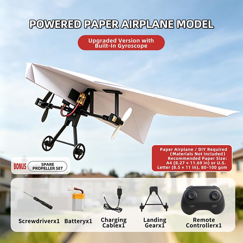 자이로 안정 장치가 있는 RC 종이 비행기 키트, DI - Drone Rc Jet 리뷰 및 가격