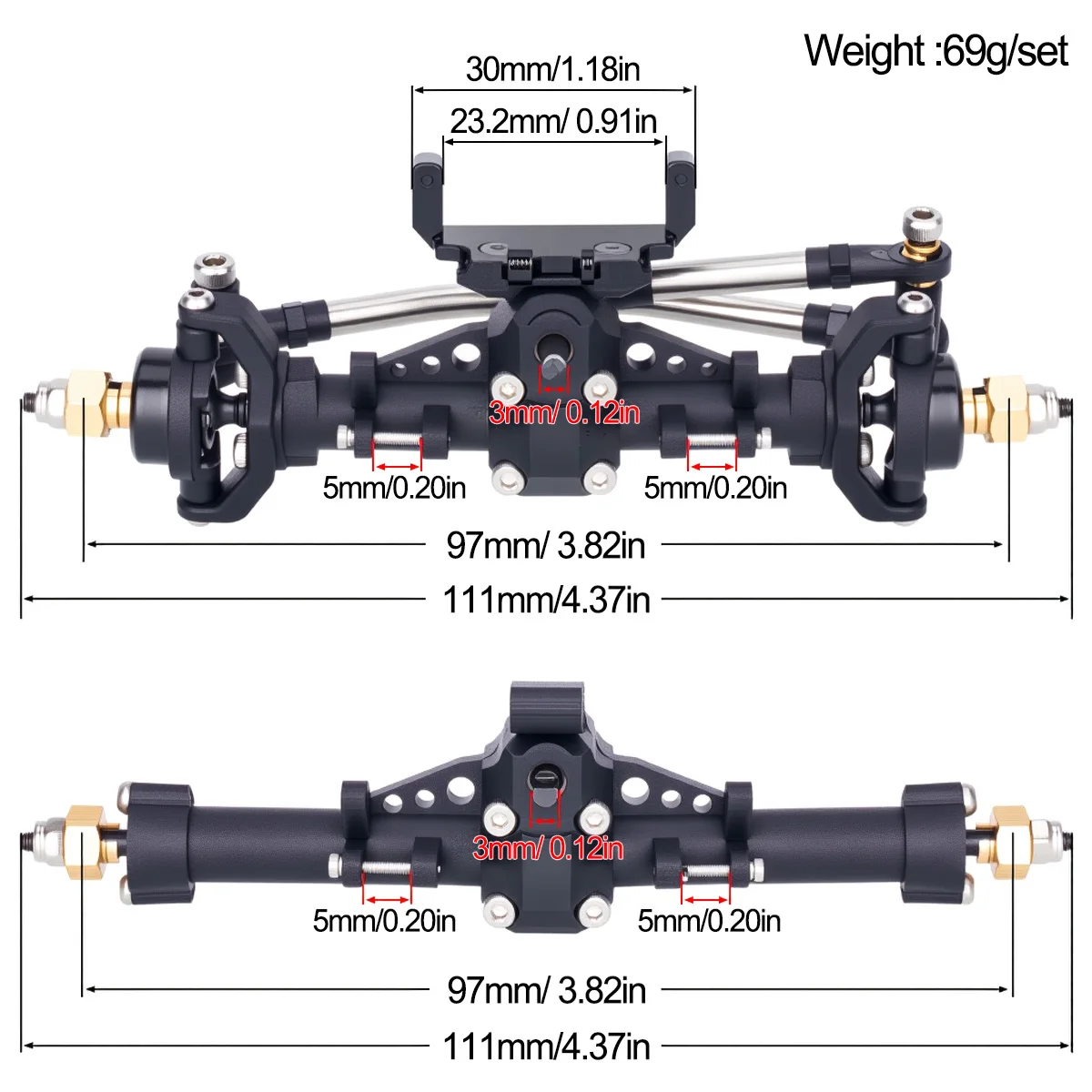 플라스틱 SCX24 전후방 액슬 세트(서보 마운트 포함 - Rc Crawler Axle Parts 리뷰 및 가격