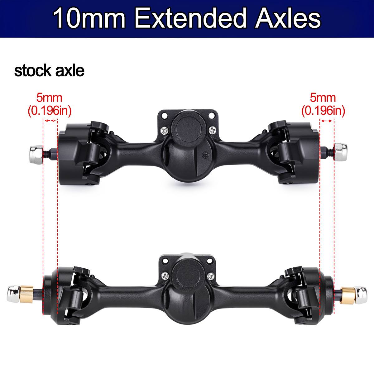 알루미늄 합금 완전 앞뒤 차축 +5mm 폭 증가 1/3 - Rc Crawler Axle Parts 리뷰 및 가격